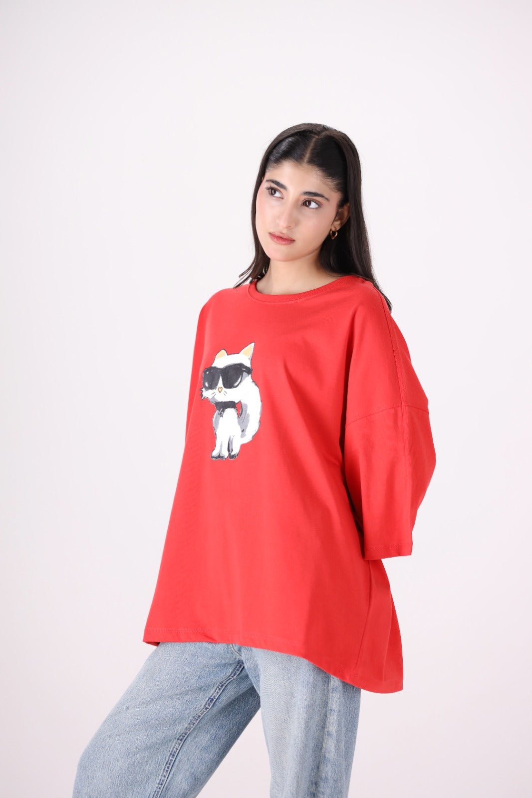 Sassy Cat Drop Shoulder - Toliya.co