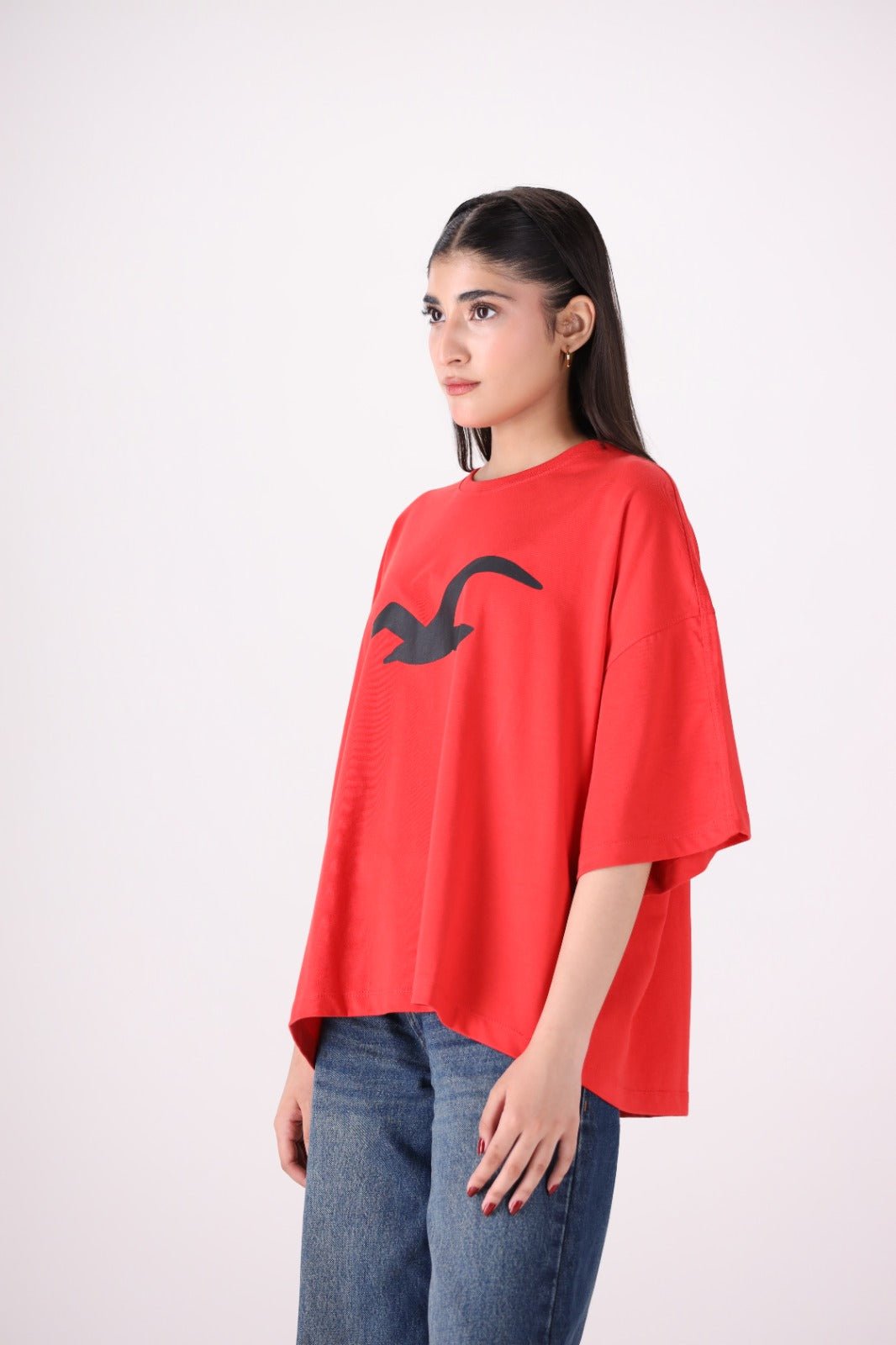 Black Wing Oversized Tee - Toliya.co