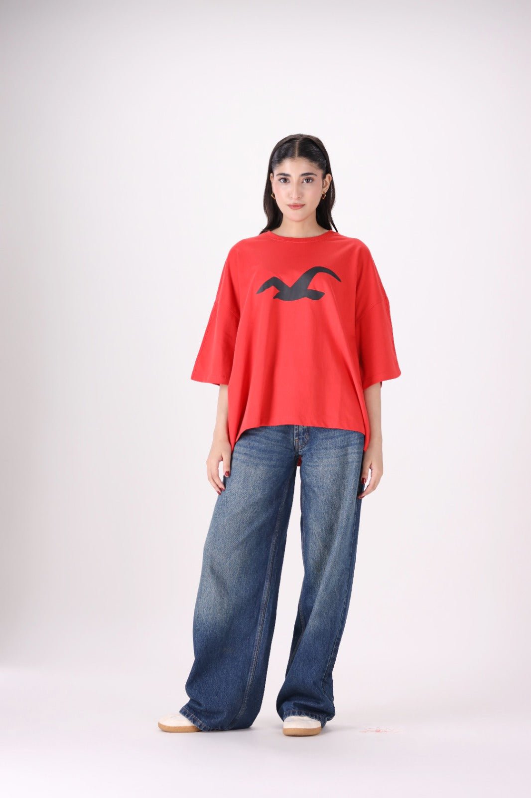 Black Wing Oversized Tee - Toliya.co