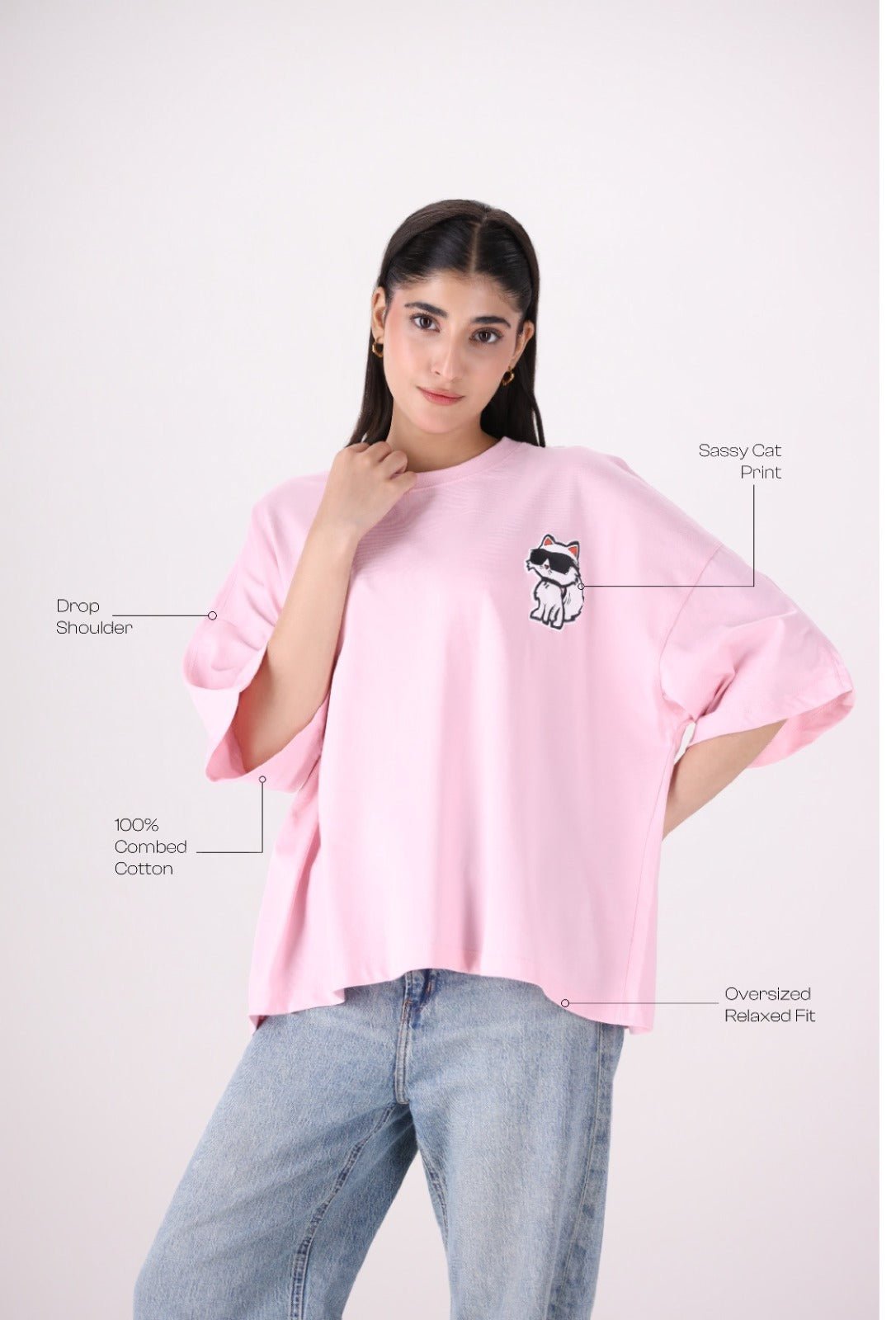 Pink Paws Drop Shoulder - Toliya.co