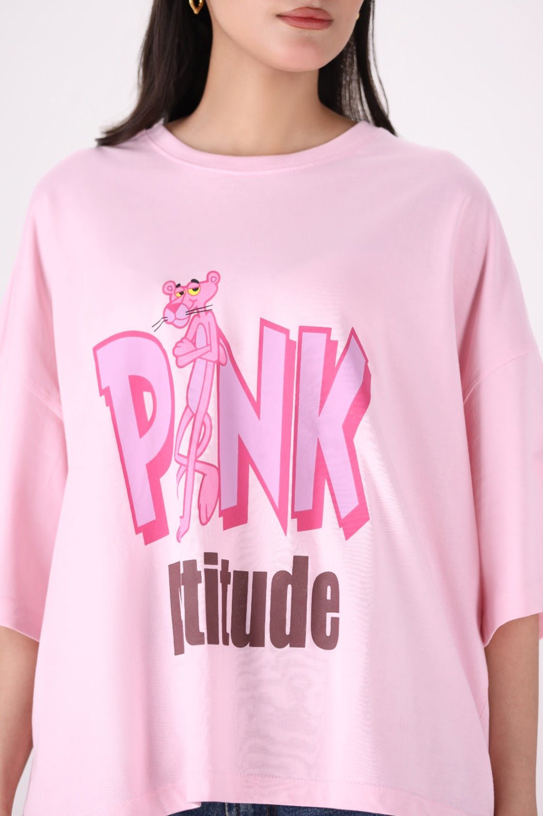 Pink Attitude Drop Shoulder - Toliya.co