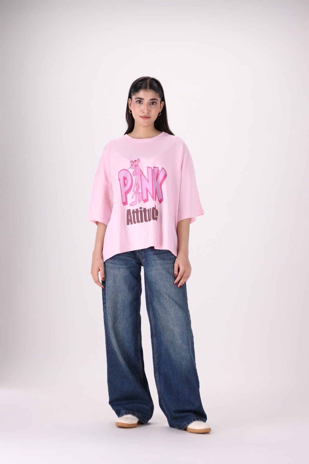 Pink Attitude Drop Shoulder - Toliya.co