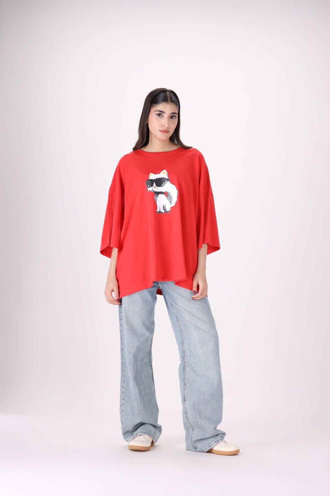 Sassy Cat Drop Shoulder - Toliya.co