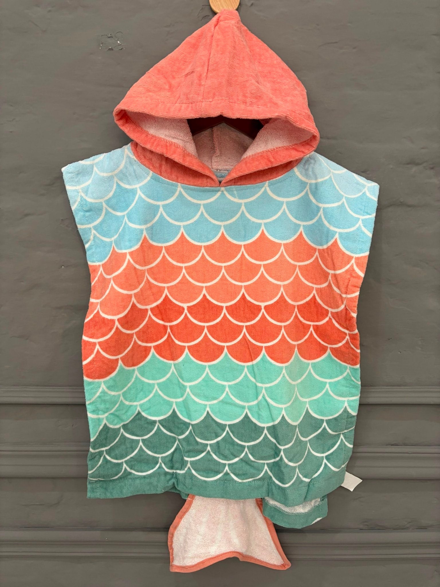 Coral Wave Hooded Kids Poncho - Toliya.co