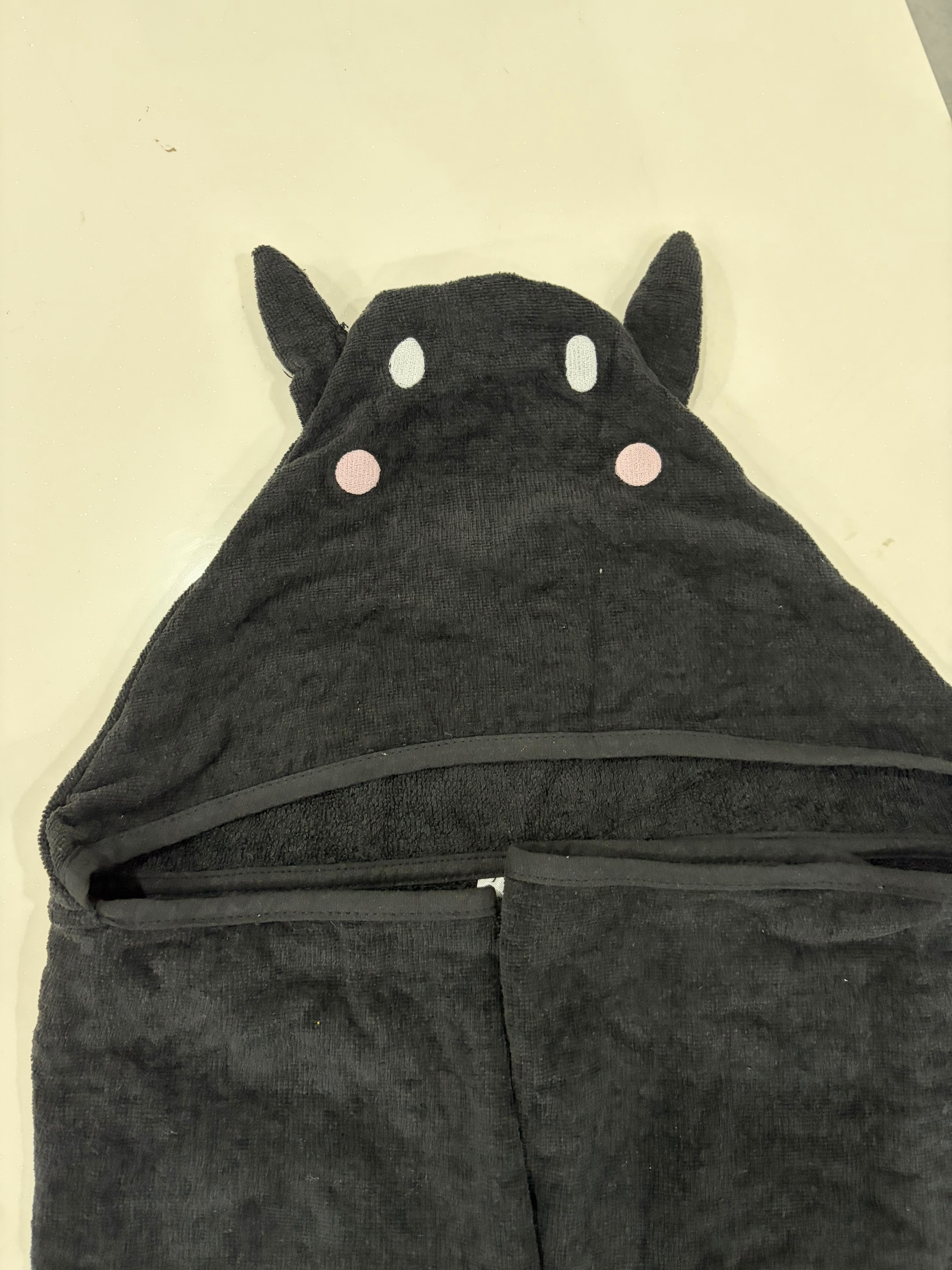 Black Hooded Baby Towel Wrap