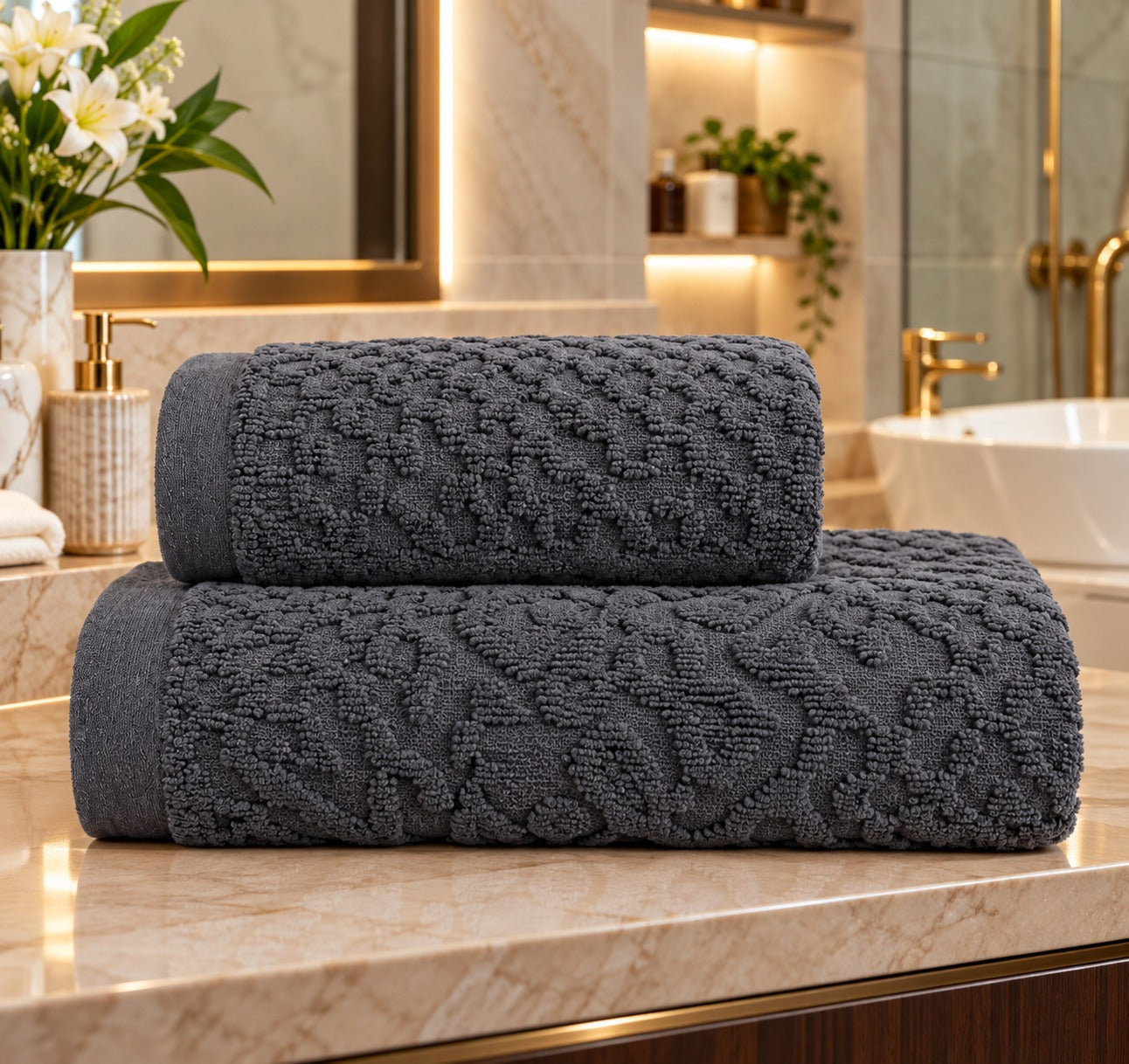 Luxury Textured Towel Set – Pack of 2