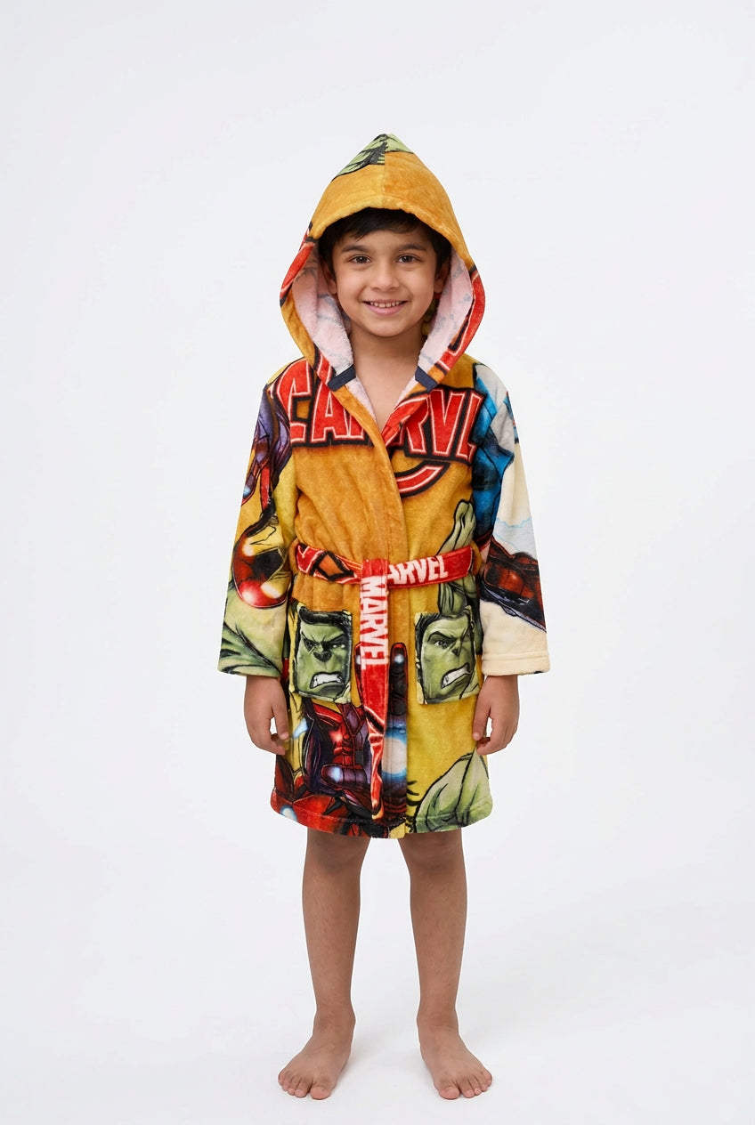 Kids Animated Printed Hooded Bathrobe