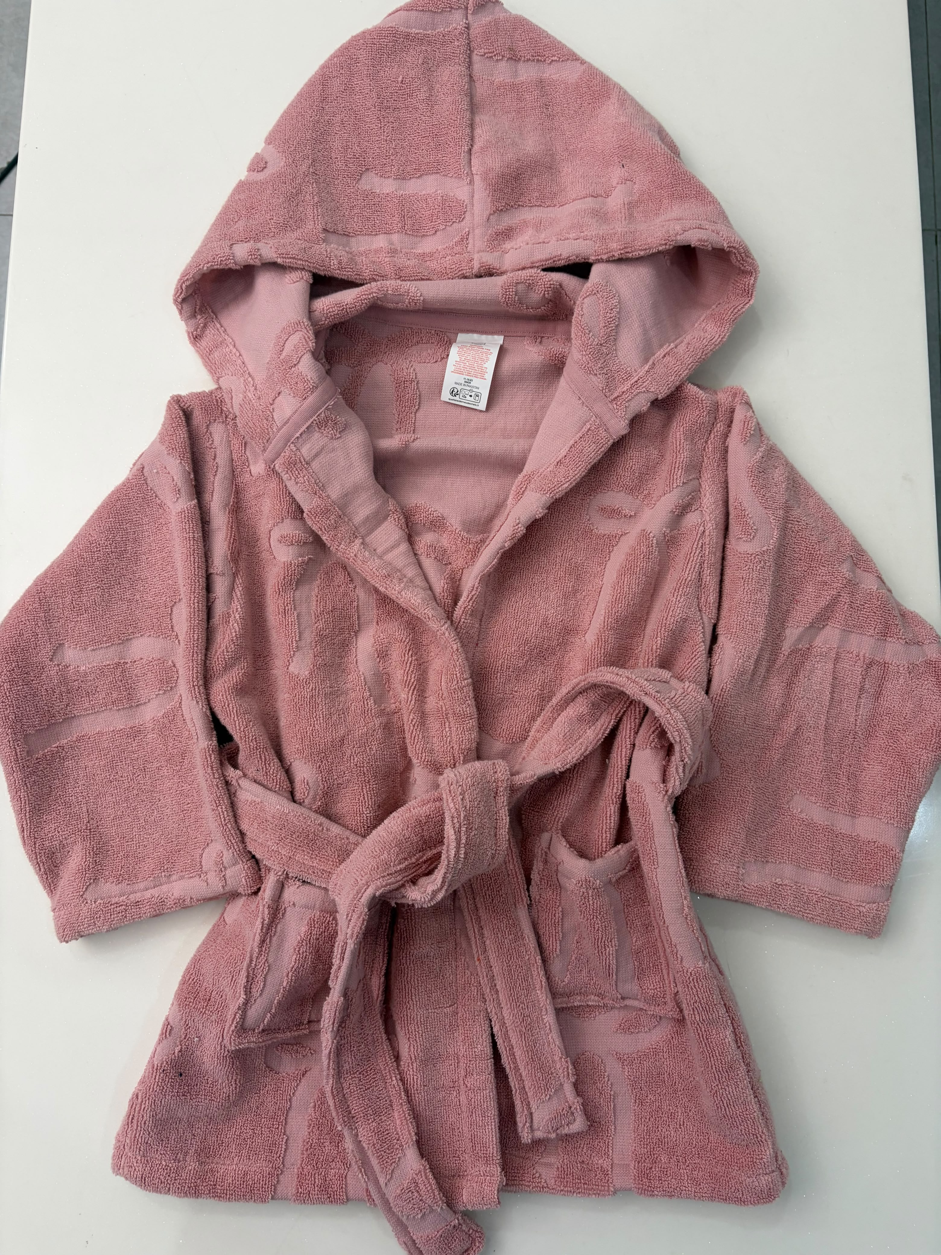 Dusty Rose Hooded Terry Bathrobe