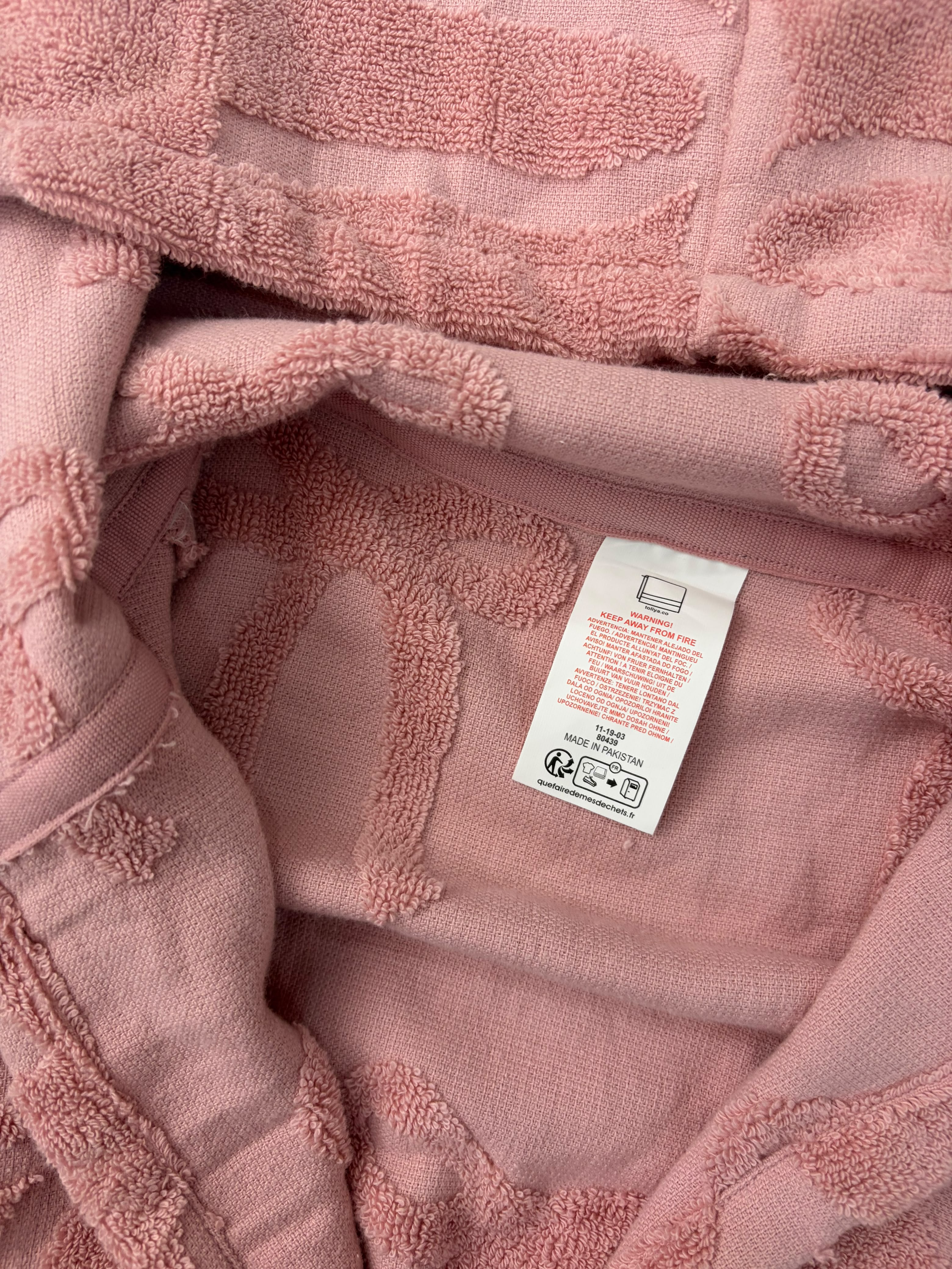 Dusty Rose Hooded Terry Bathrobe