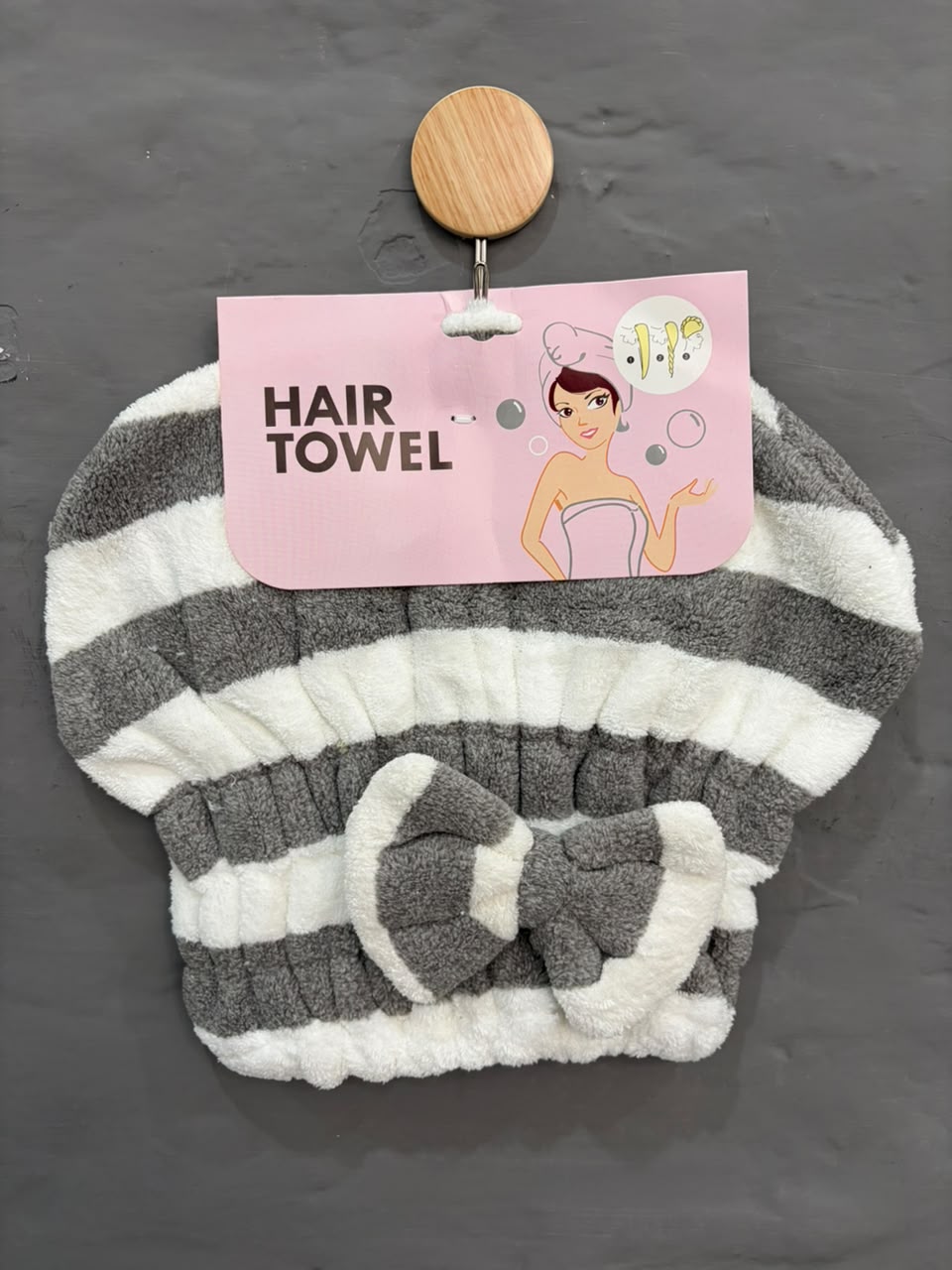 Plush Striped hair drying cap