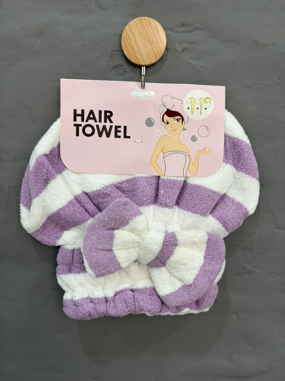 Plush Striped hair drying cap