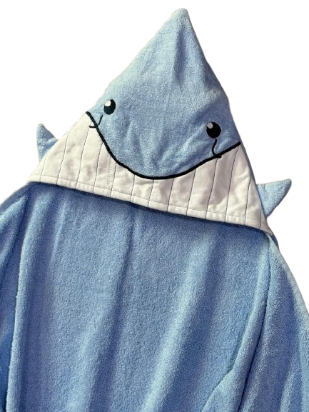 Kids Hooded Towel Blue Fish Splash Fun