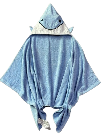 Kids Hooded Towel Blue Fish Splash Fun
