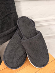 Unisex Bathrobe Black With Slipper