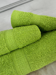 Cotton Towel  P Green Set Pack of 3  Gsm(450)