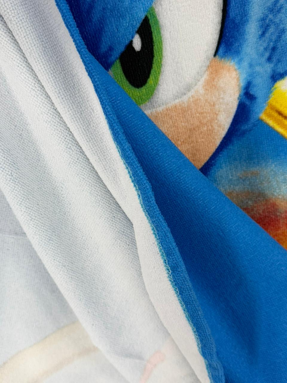 Close-up of a cartoon character's eye with blue and white colors