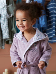 Bathrobe for Babies, Little Flowers - purple medium solid