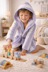 Kids Bathrobe Purple Stripe