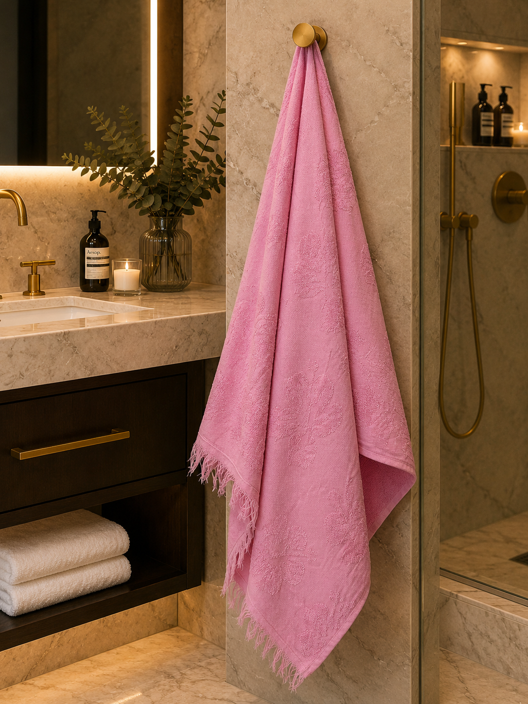 Floral Textured Cotton Towel