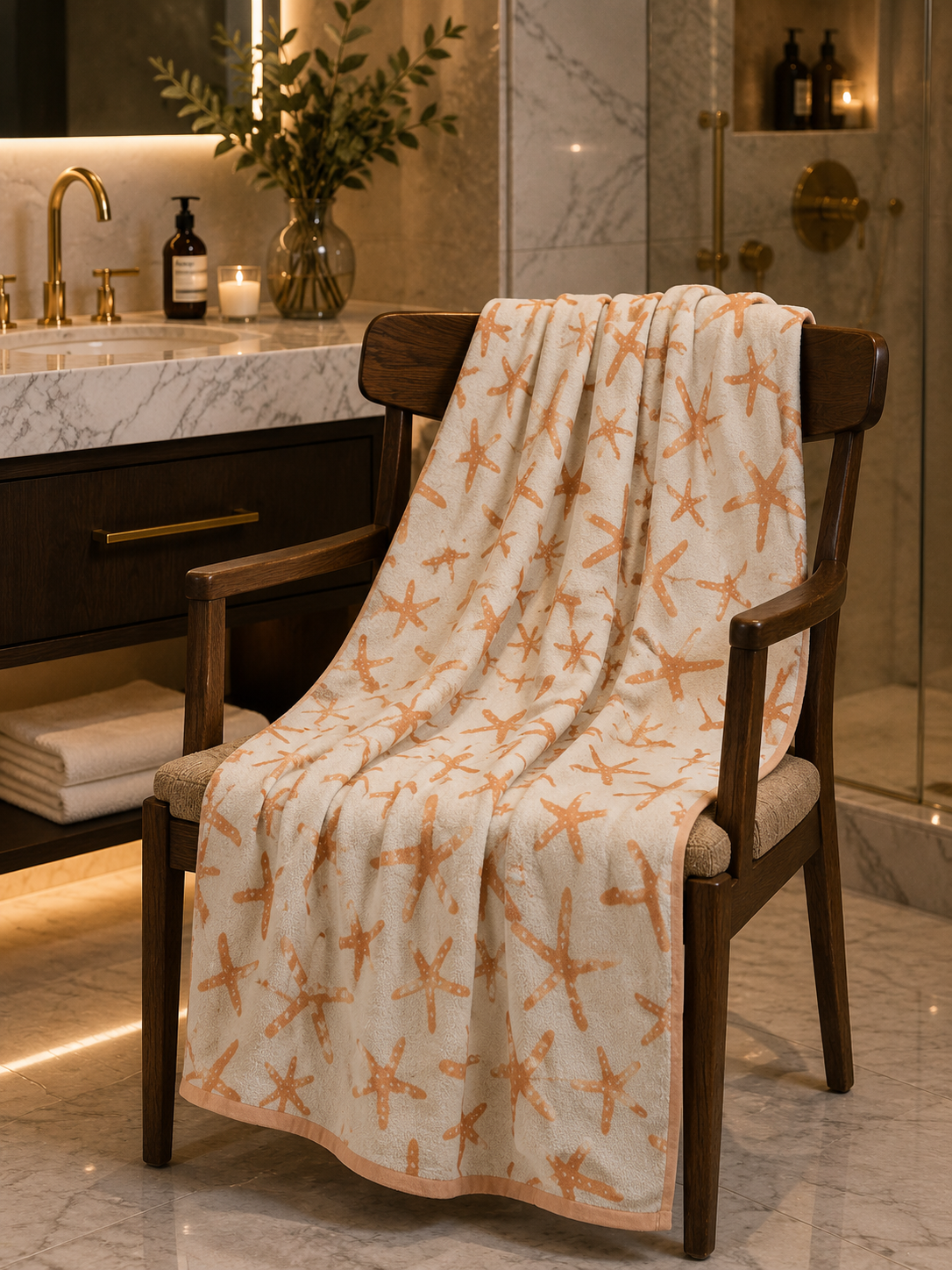 Coral Starfish Cotton Printed Towel