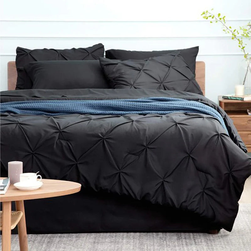 8 Pcs Diamond Black Bed Sheet Set with Quilt, Pillow and Cushions Covers