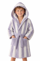 Kids Bathrobe Purple Stripe
