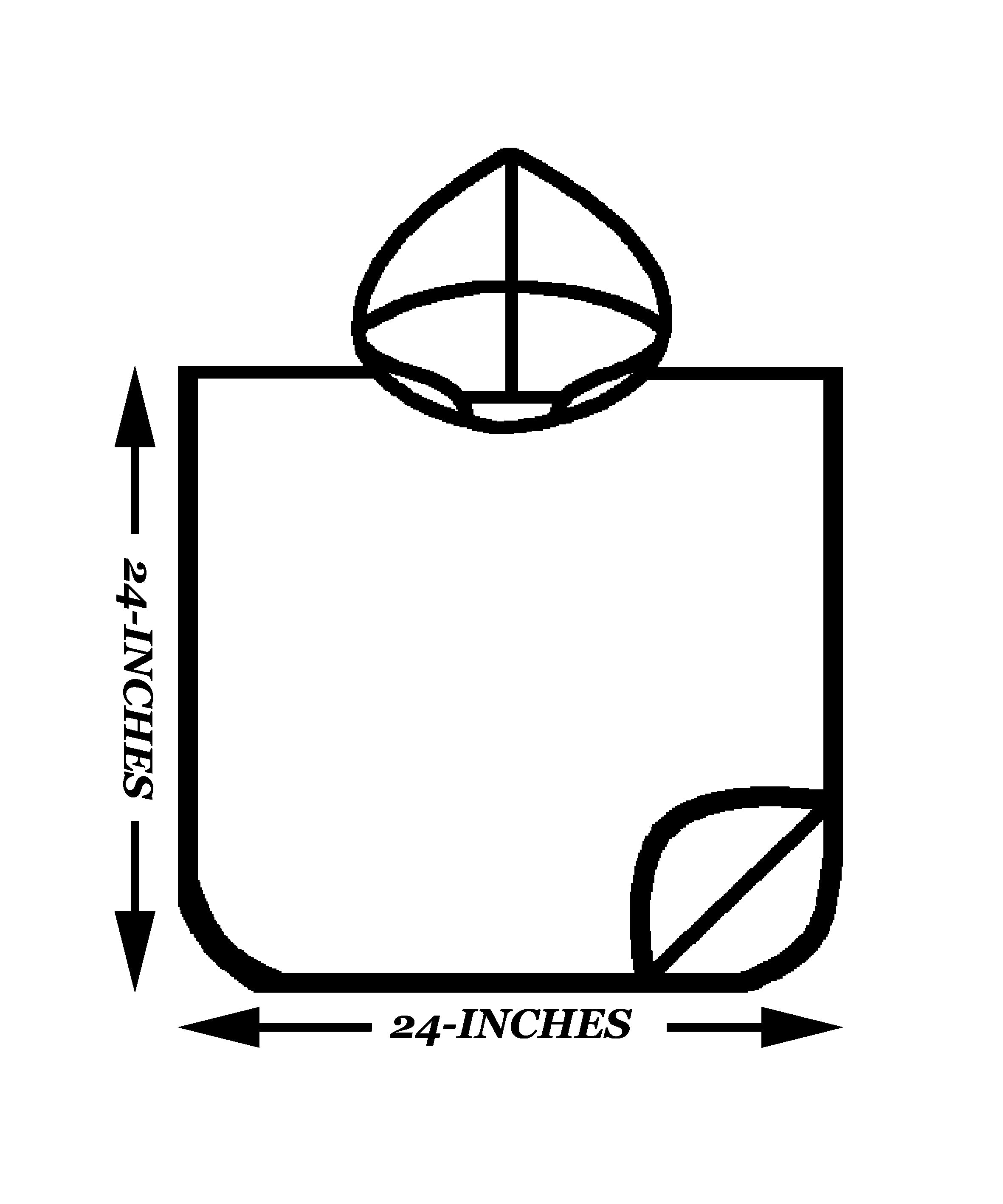 Diagram of a geometric shape with dimensions labeled on a white background