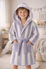 Kids Bathrobe Purple Stripe