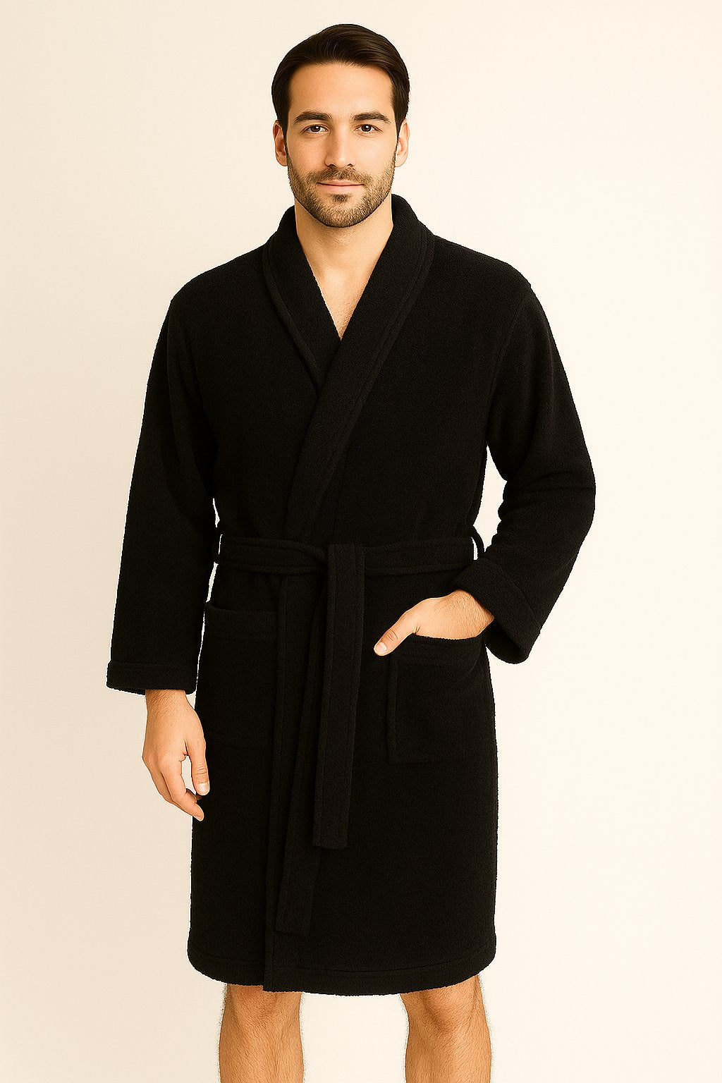 Unisex Bathrobe j&j Terry Black