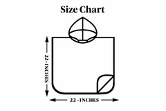 Size chart for a product with dimensions indicated