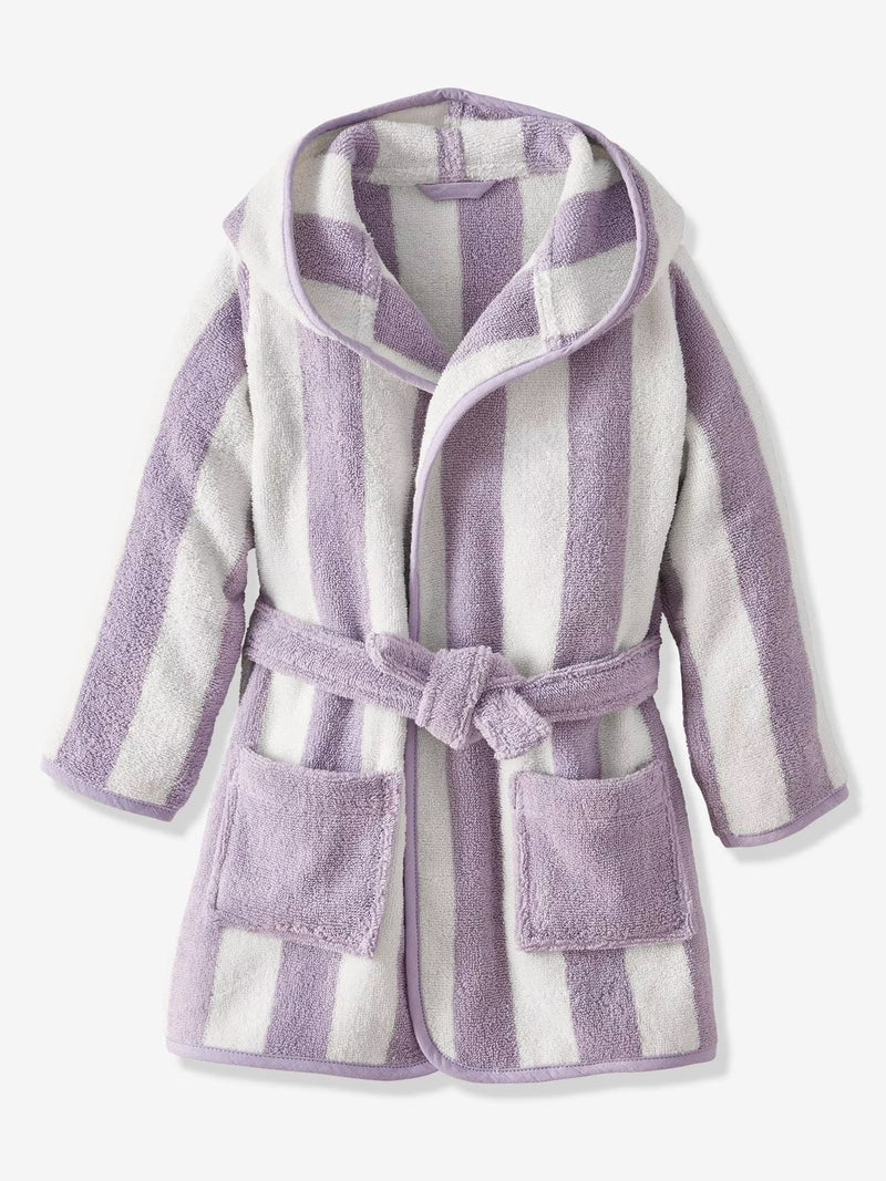 Purple Stripe Hooded Baby Bathrobe – Purple (Ages 4 Years to 14y Years)