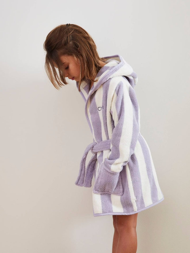 Purple Stripe Hooded Baby Bathrobe – Purple (Ages 4 Years to 14y Years)